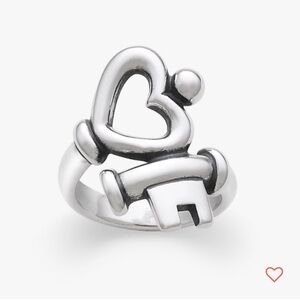 James Avery Silver Heart and Key Ring